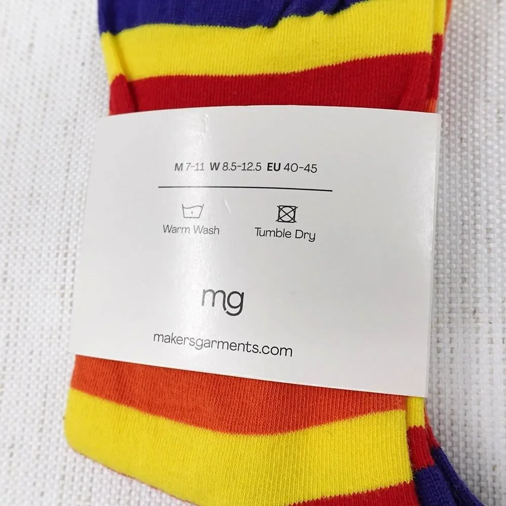 New Retro Striped Novelty Crew Socks Multi Color Candy Pattern M 7-11 W 8.5-12.5